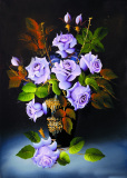 Tranh in canvas VTC LunaCV-0154 - bình hoa hồng xanh, 50 x 70cm