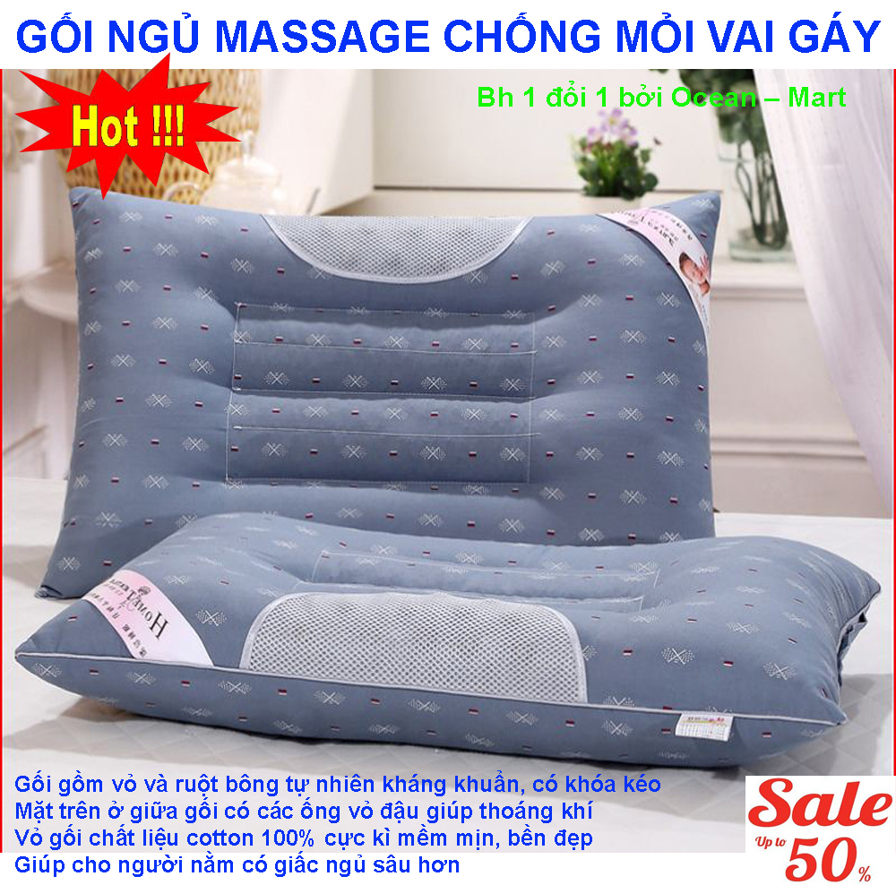 Gối Nằm, Gối Massage Chống Mỏi Vai Gáy OCM095, Mẫu Mới 2018, Cho Giấc Ngủ Thoải Mái, Sâu Giấc - Giảm Giá Sốc 50%