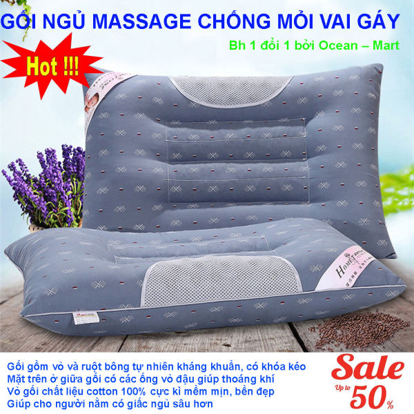 Gối Nằm, Gối Massage Chống Mỏi Vai Gáy OCM095, Mẫu Mới 2018, Cho Giấc Ngủ Thoải Mái, Sâu Giấc - Giảm Giá Sốc 50%