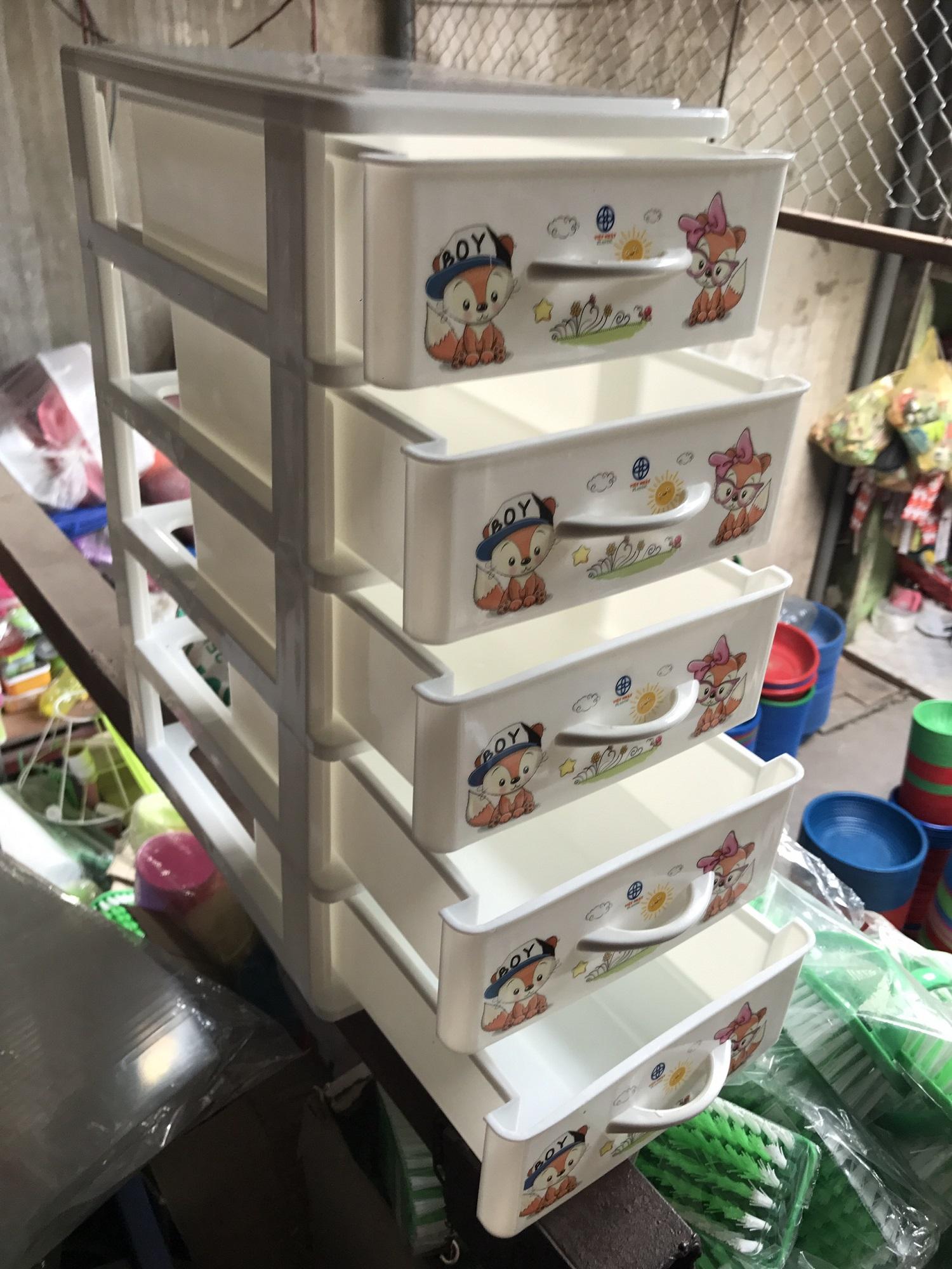Tủ nhựa 5 tầng mini họa tiết Đựng chìa khóa, đồ trang sức, vật dụng nhỏ, vật dụng gia đình, văn phòng...