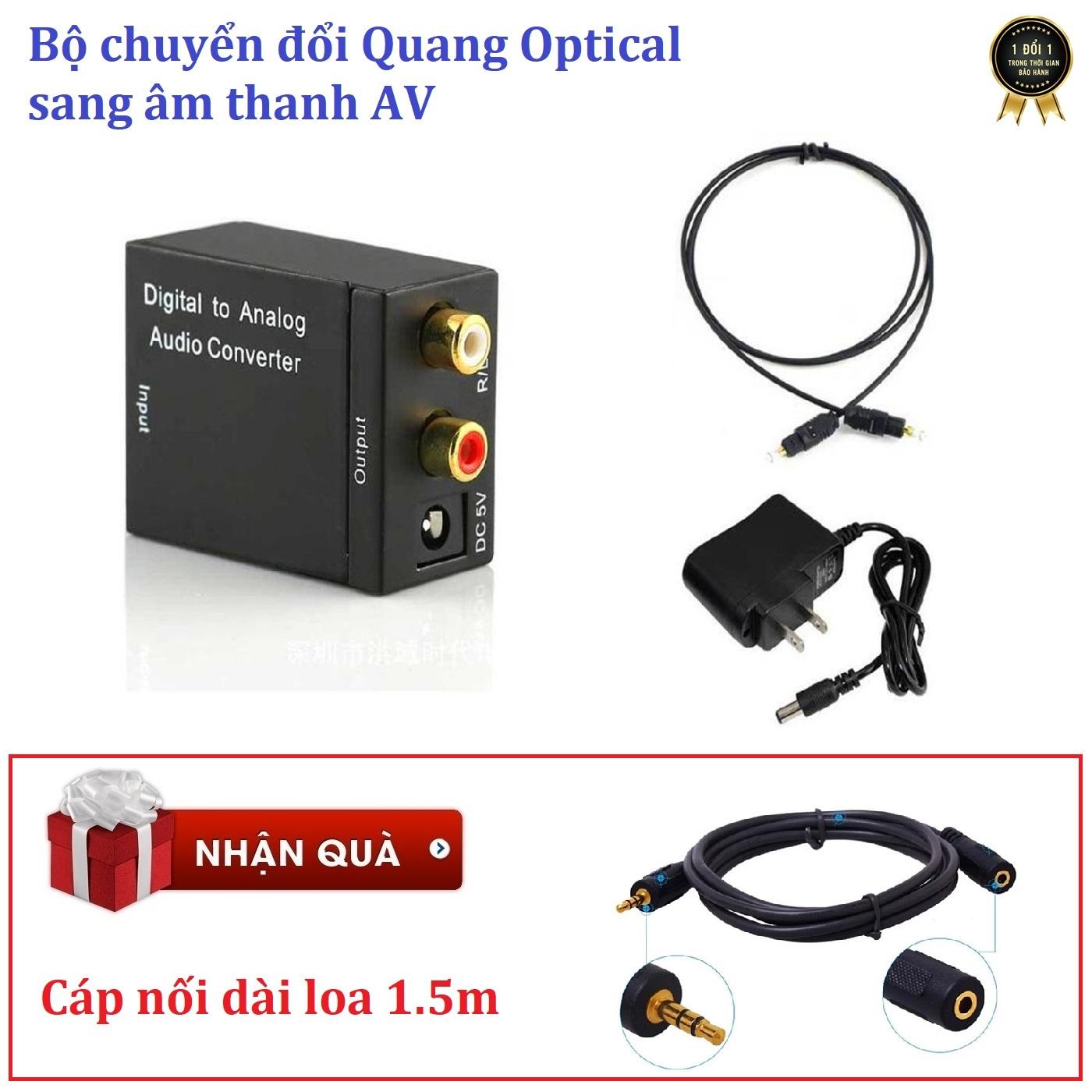 Bộ chuyển đổi từ tín hiệu tv 4k quang optical sang av - tặng cáp nối dài dây loa 1.5m