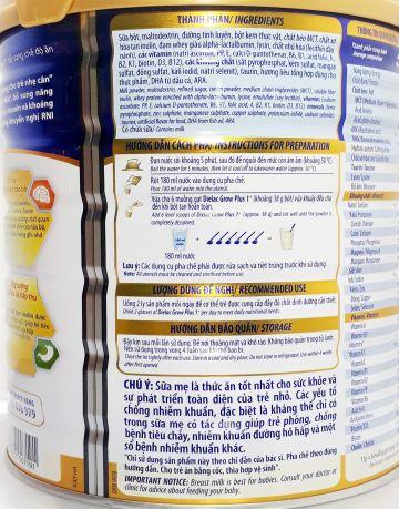 Sữa bột Vinamilk Dielac Grow Plus màu xanh 2+ 900g (hộp thiếc)