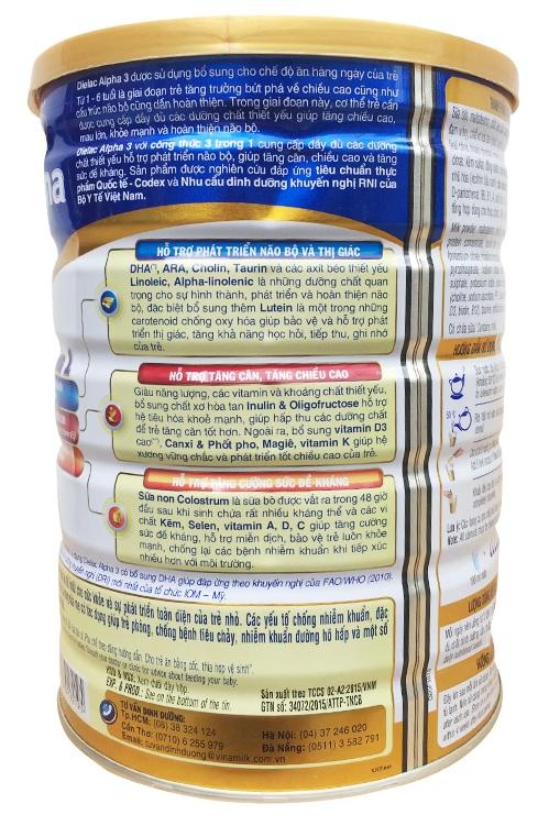 Sữa bột Vinamilk Dielac Alpha 4 900g (hộp thiếc)