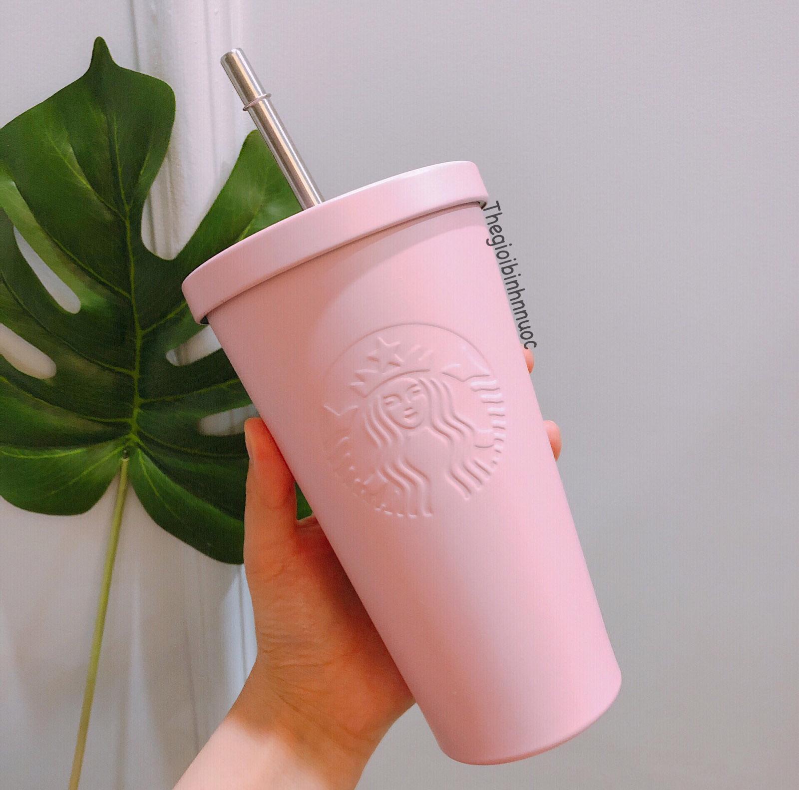 Ly Cold Cup Giữ Nhiệt Starbucks Xanh Dương Hồng Đen Kèm Ống Hút Và Cọ B287