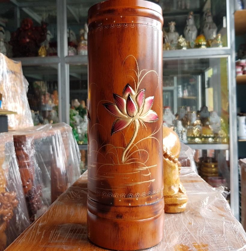 Ống nhang gỗ tràm bông vàng cao 32 cm