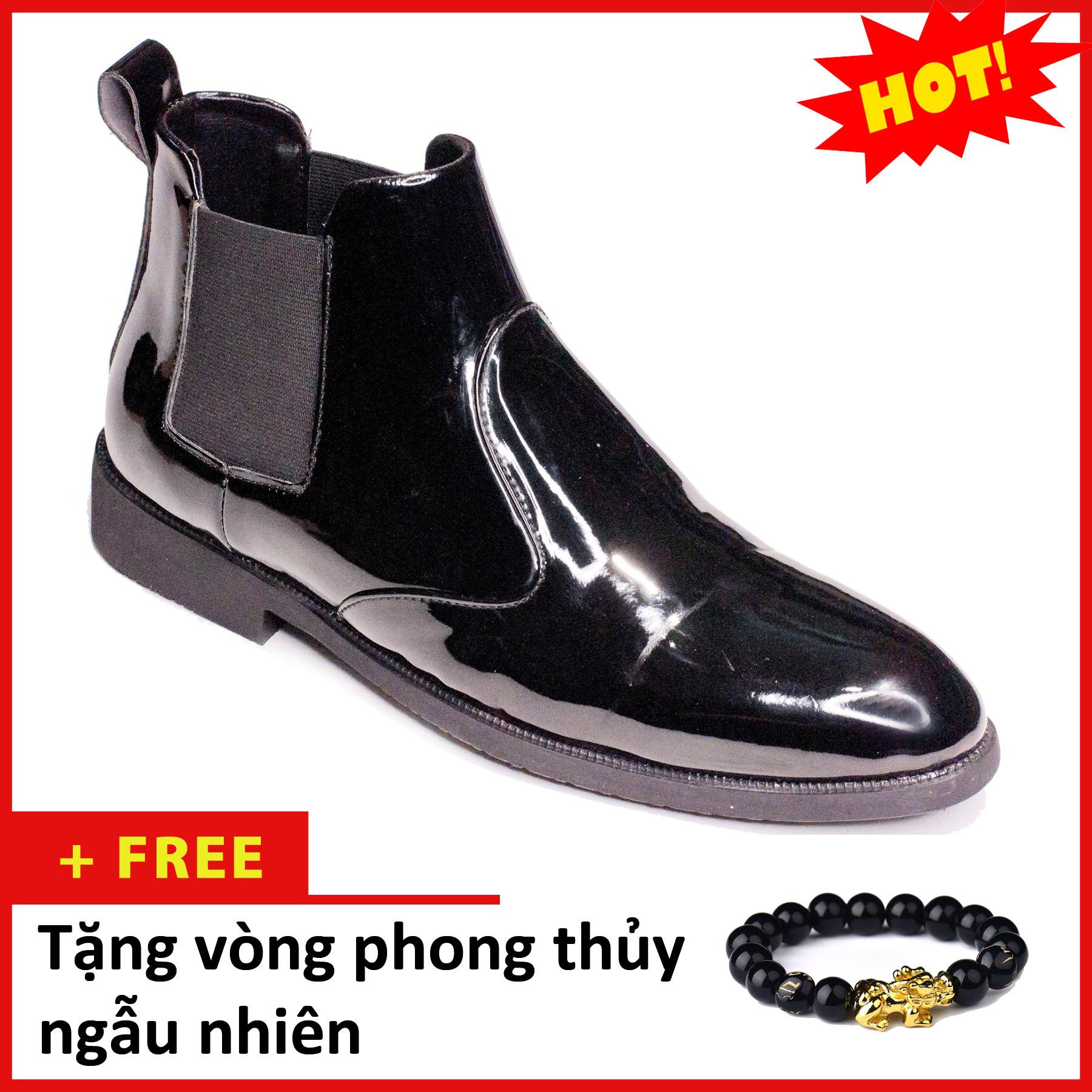 Giày Chelsea boot nam đẹp cổ chun da bóng CB520(PT)