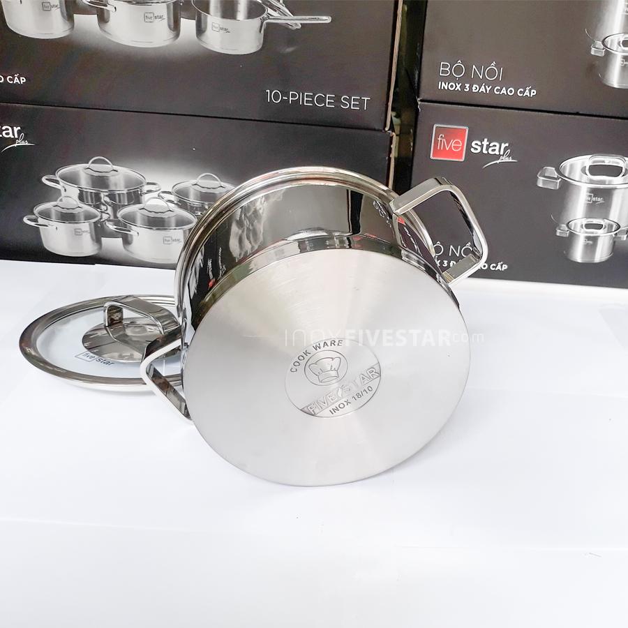 BỘ 4 NỒI INOX 304 FIVESTAR QUAI VUÔNG NẮP KÍNH