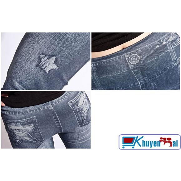Quần legging giả jean sành điệu