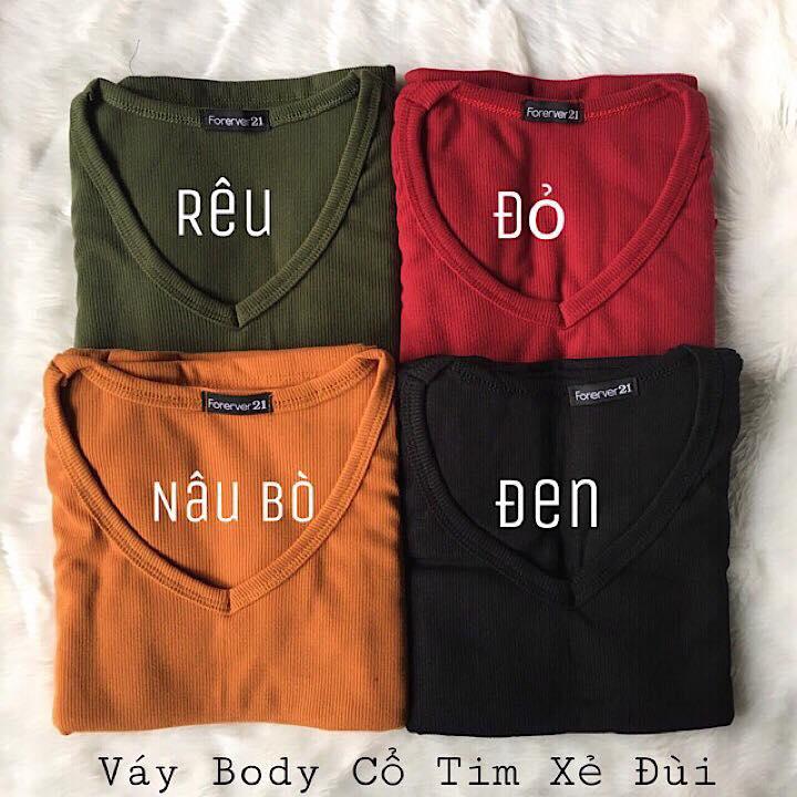 Váy ôm body cổ tim xẻ đùi tôn dáng