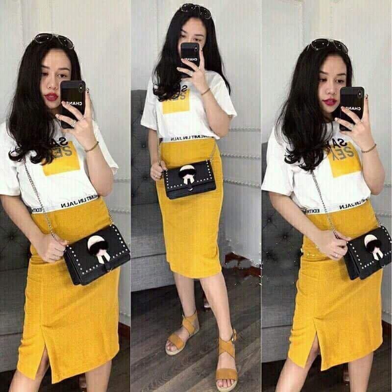 set bộ chân váy + áo thun cực xinh