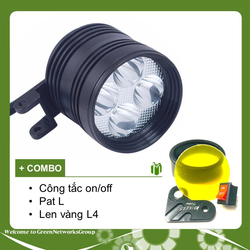 Đèn pha led trợ sáng L4 CYT-T1 gắn xe máy tặng lens vàng pát công tắc GreenNetworks
