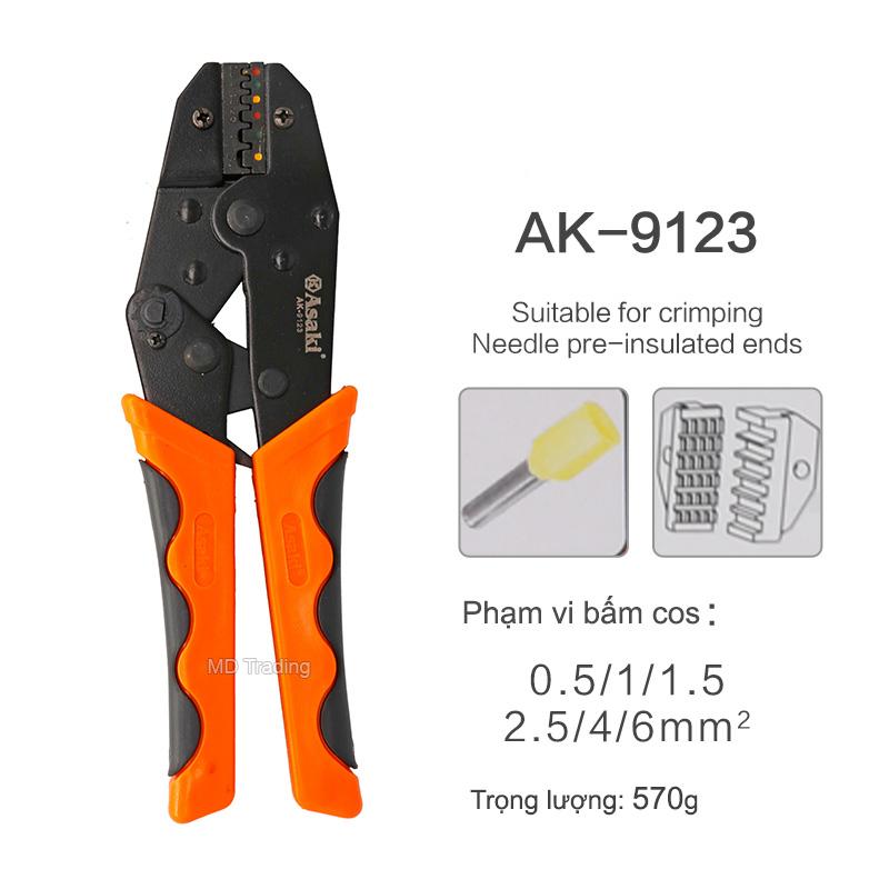 Kìm bấm đầu cos pin asaki ak-9123 0.5 ~ 6mm2