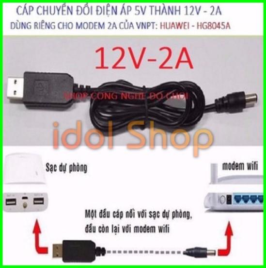 Cáp chuyển đổi điện áp từ cổng USB 5V sang 9V/12V cho Modem/Router WiFi