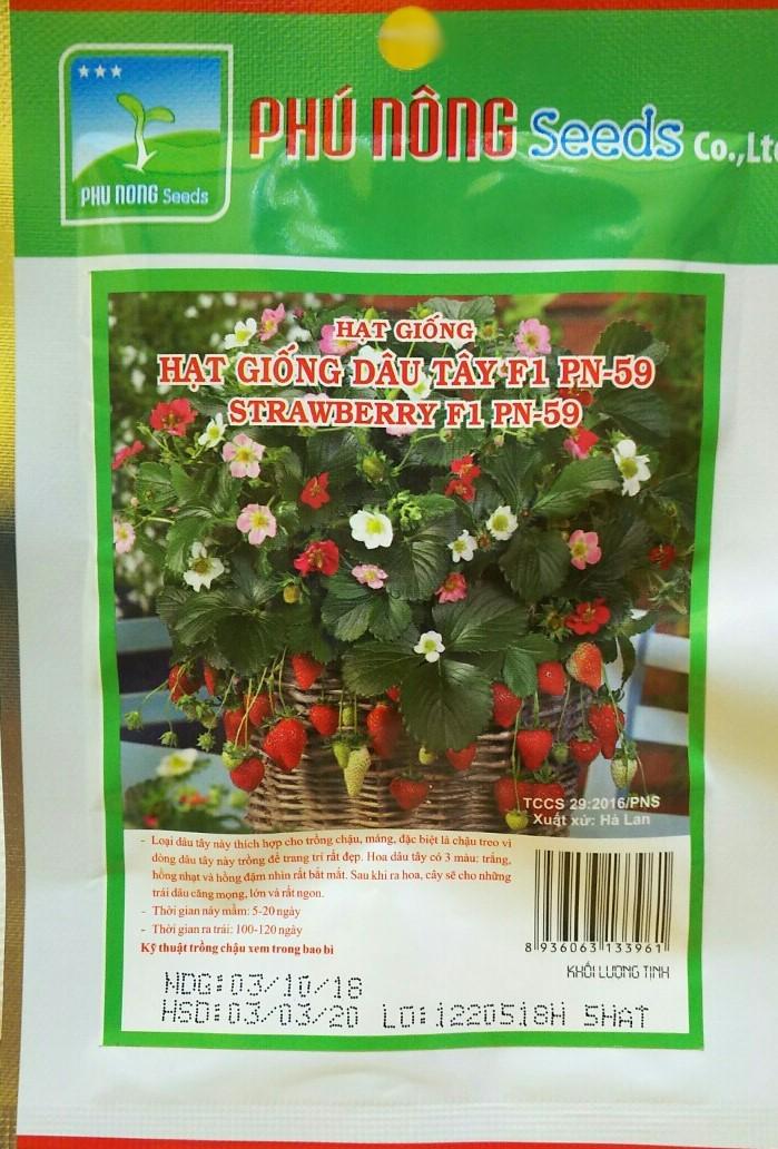 [HCM]HẠT GIỐNG PHÚ NÔNG  DÂU TÂY F1 PN-059 _GÓI 5 HẠT  .