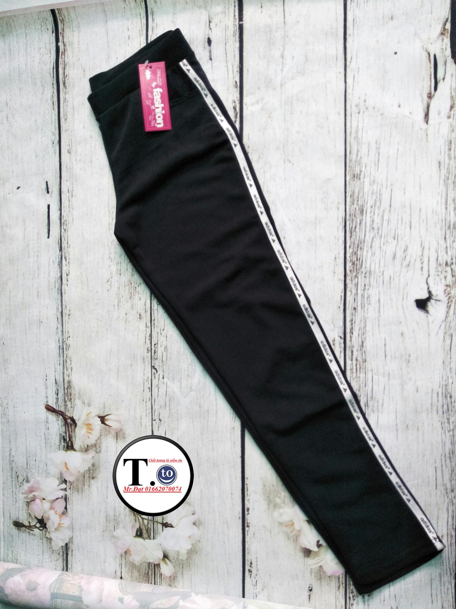 [HCM]Quần thun nữ - legging (Ôm bodyQuần màu đen - viền sọc TCADD)