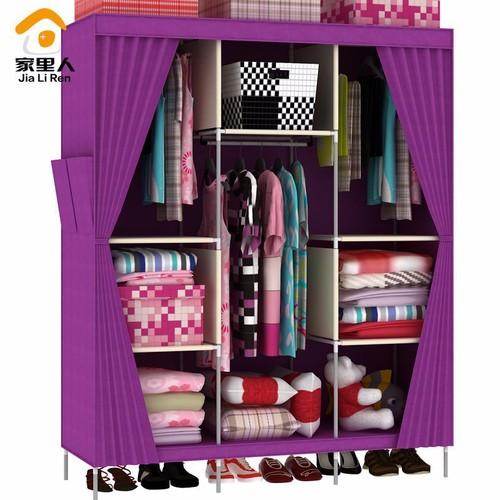 Tủ vải đựng quần áo 3 buồng 8 ngăn cao cấp