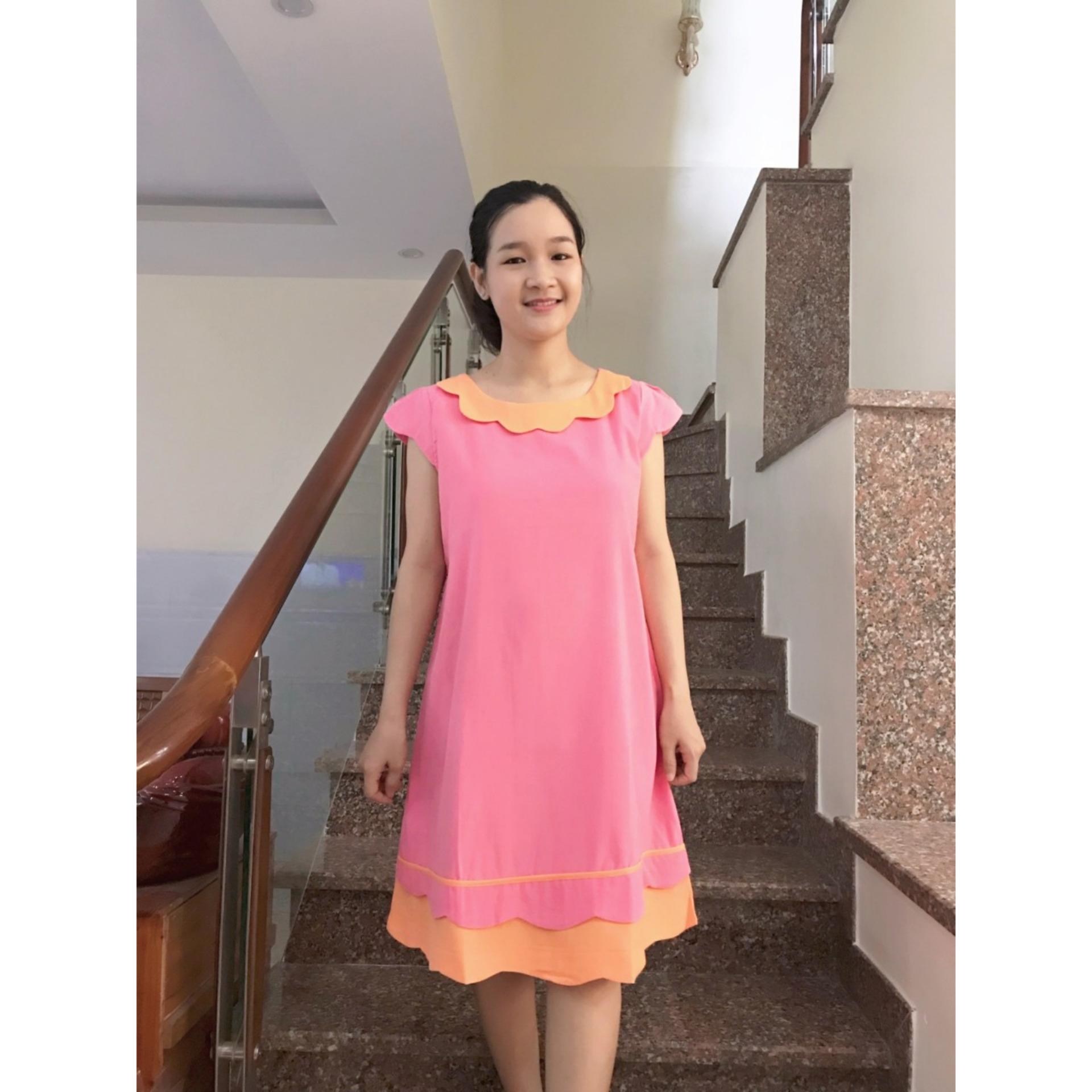 Đầm bầu nhung cổ sen (da)