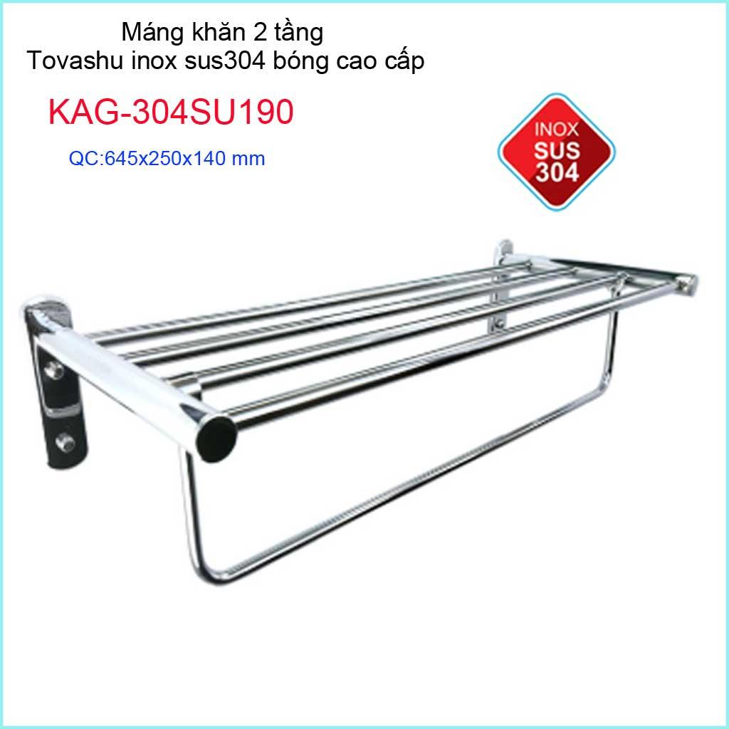 Thanh treo khăn tắm tovashu kag-304su190 giá treo khăn phòng tắm inox hộp cao cấp sus304 nhật bản