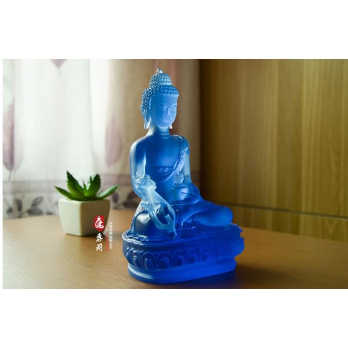 Tượng phật dược sư lưu ly xanh dương Cao 19.5cm