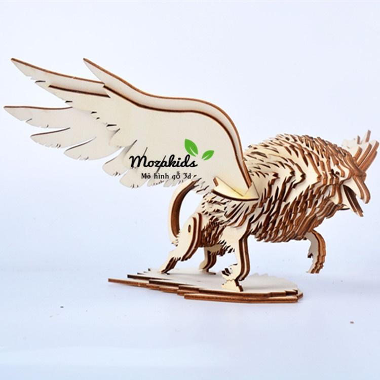 Đồ chơi lắp ráp gỗ 3D Mô hình Con Điểu Sư Griffin Laser