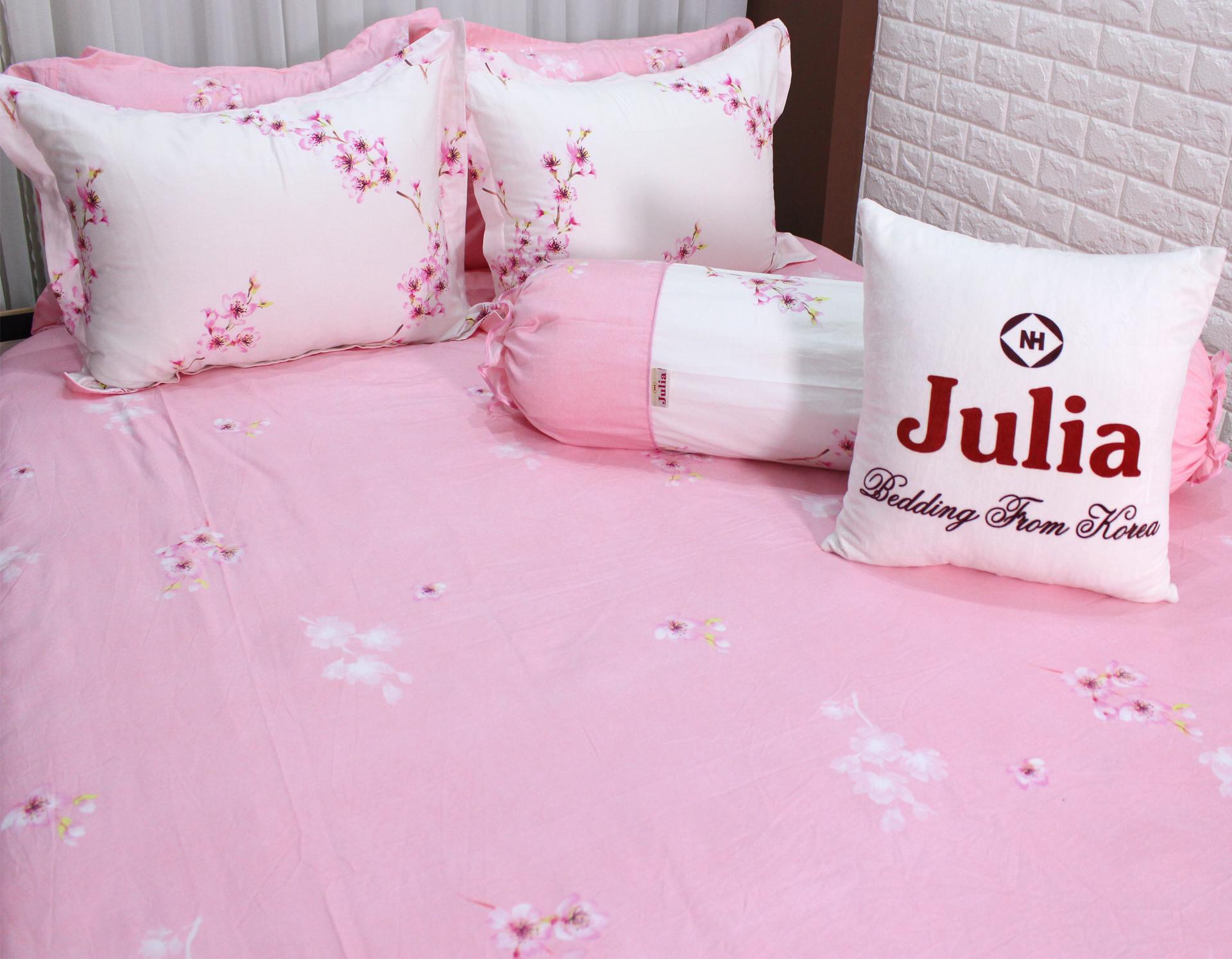 Bộ chăn ga gối drap giường 100% cotton sợi bông Hàn Quốc Julia 255