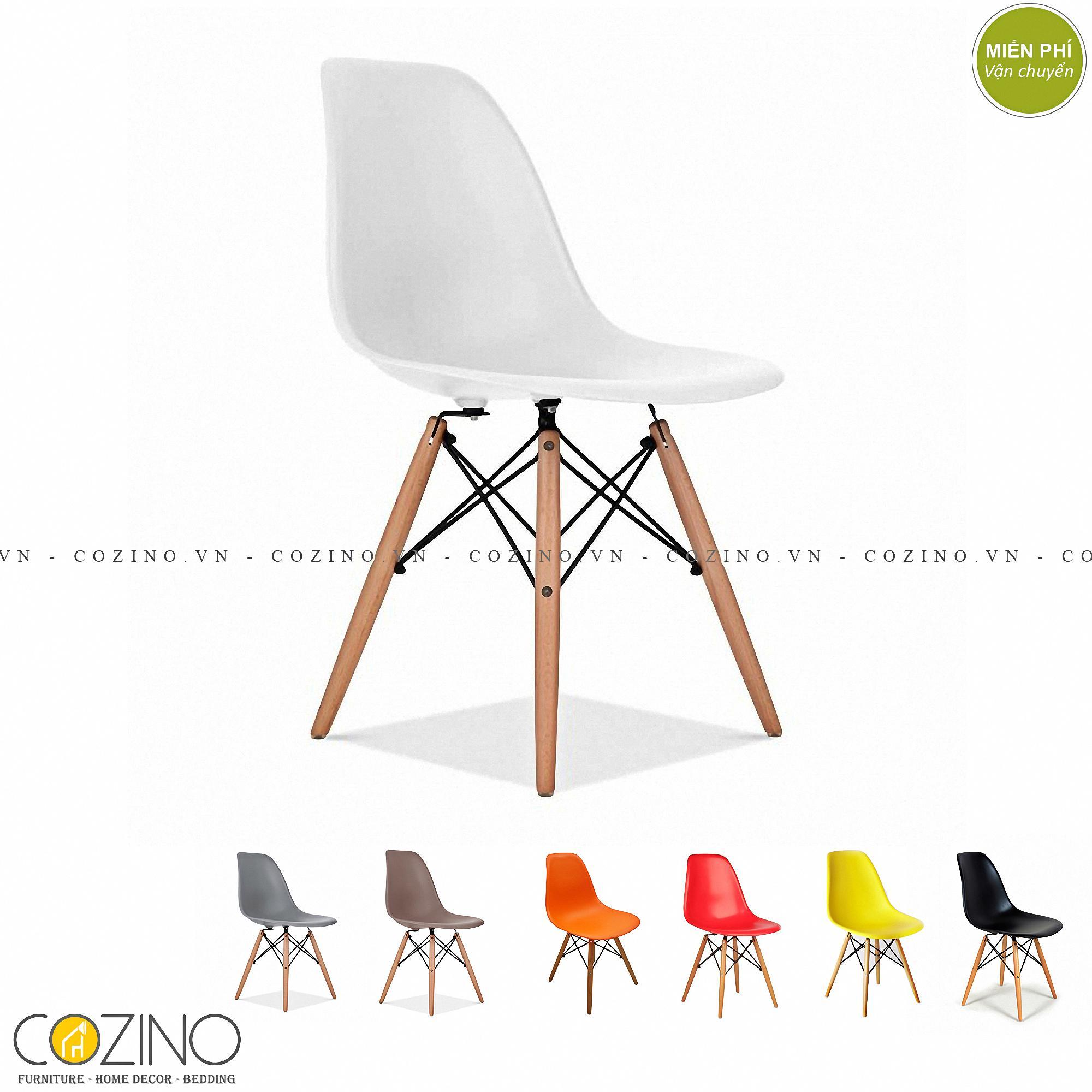 Ghế CZN-Eames trắng chân gỗ