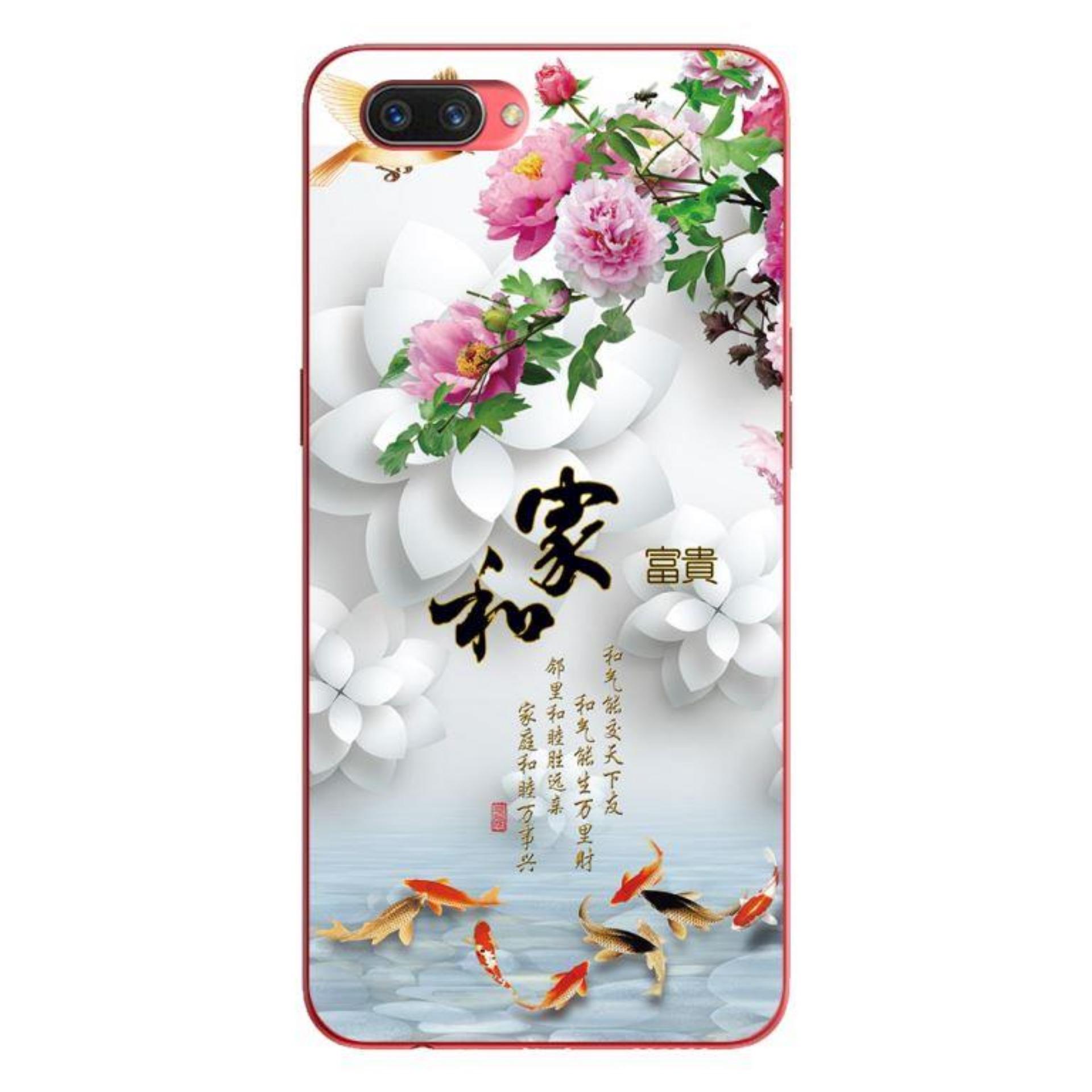 [HCM]Ốp Lưng Oppo A3S - Realme C1 -  Chim Cá Nền Hoa Trắng