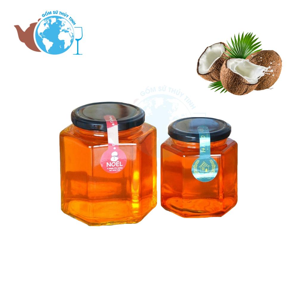 [HCM] Hũ lục giác 500ml đựng gia vị, Hũ Thủy Tinh Lục Giác Đựng Thực Phẩm 500ml Nắp Sắt, hũ đựng gia vị 500ml