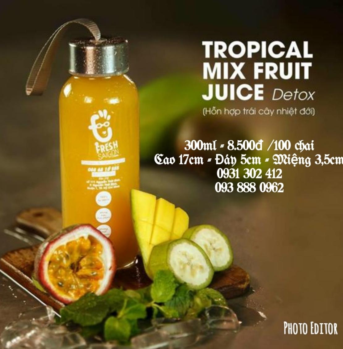 [HCM]Combo 10 chai thủy tinh tròn nắp dây 300ml