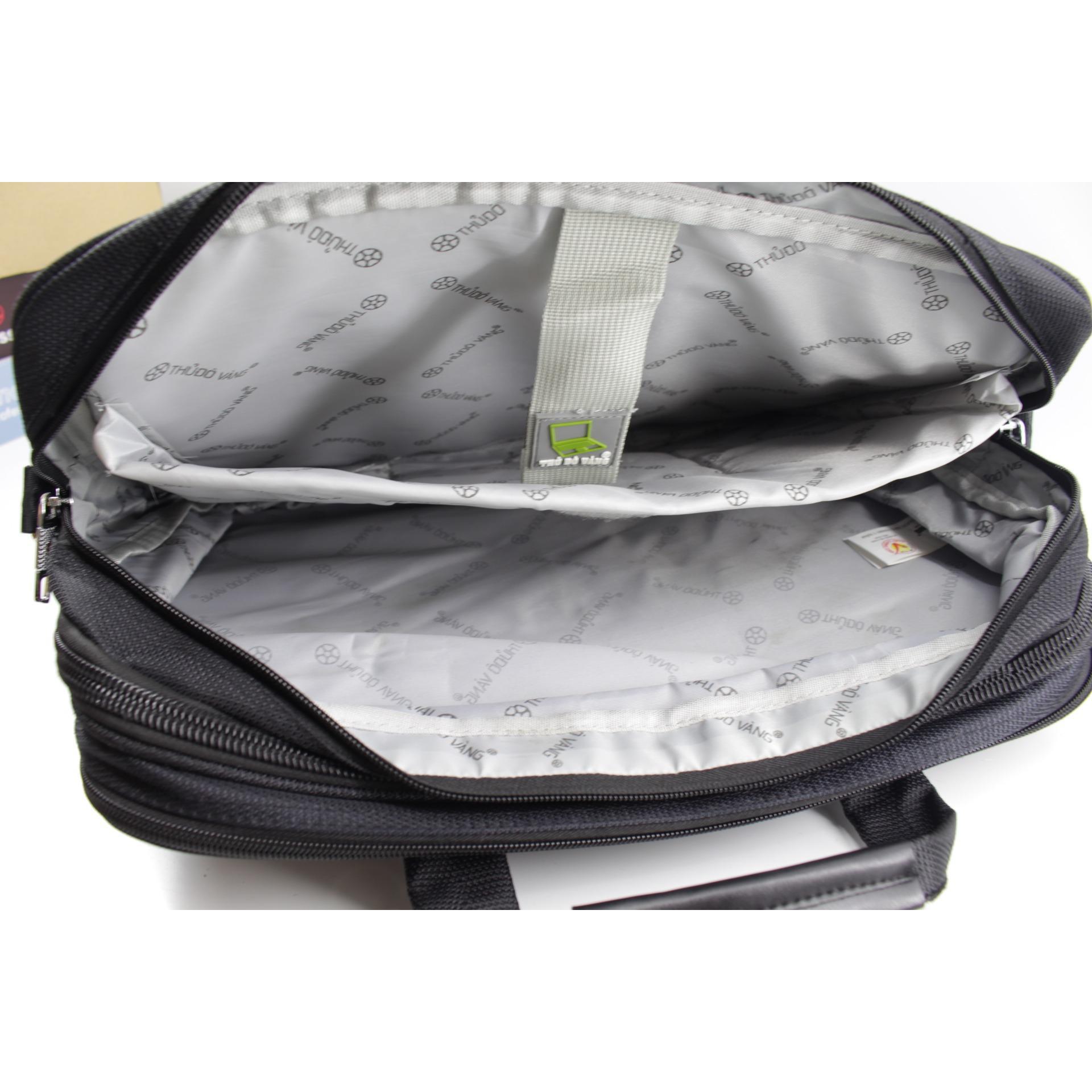 CẶP CÔNG SỞ VẢI DÙ THỦ ĐÔ VÀNG C-296 SIZE TRUNG ( Đen )