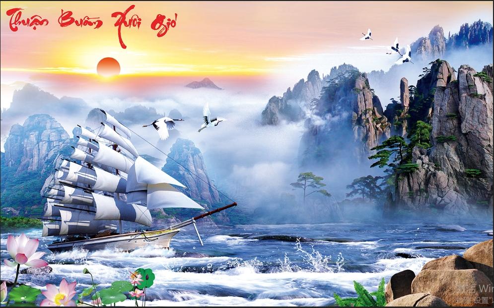 [HCM]Tranh đính đá Thuận Buồm Xuôi Gió 88637_120*65cm
