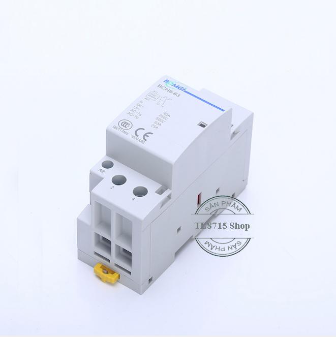 Khởi động từ Contactor 63A-220V BOMGI mini lắp ray cài Aptomat