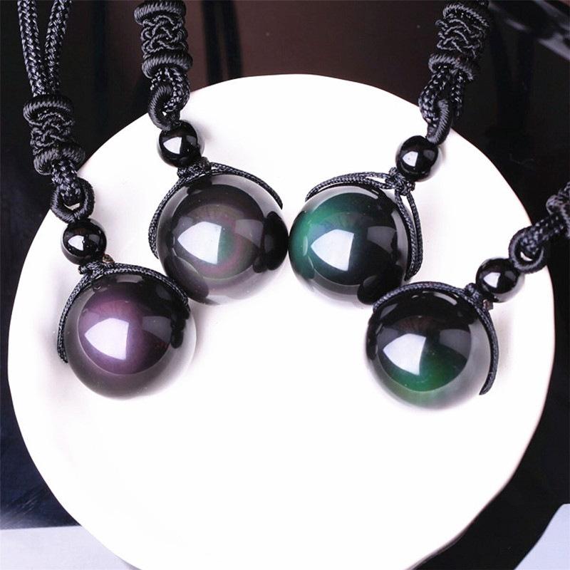 Vòng Cổ May Mắn Hạt Đá Phong Thủy Đá Núi Lửa Obsidian