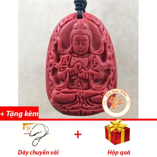 Mặt dây chuyền phật bản mệnh như lai đại phật đá chu sa đỏ
