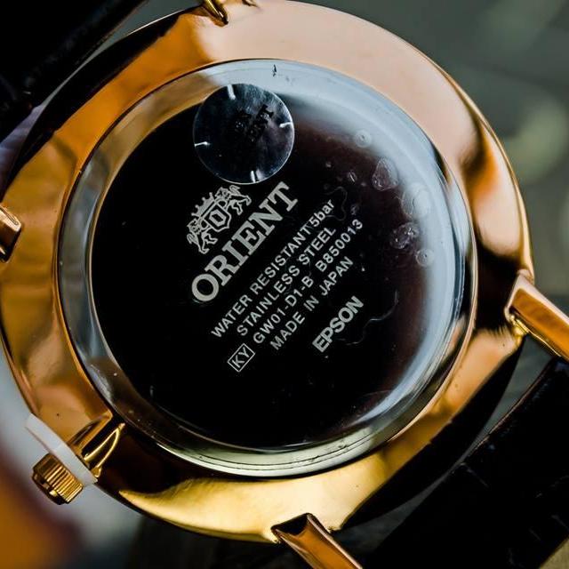 Orient Quartz Slimline Rose Gold Leather - FGW0100CW0