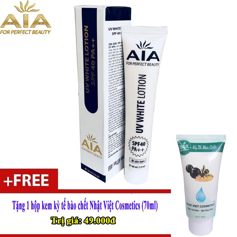 Mỹ phẩm aia - kem chống nắng hàng ngày spf40 pa++ + tặng 1 tuýp kem kỳ tế bào chết 70ml