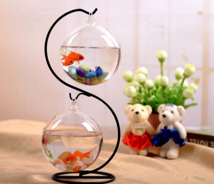 Bể cá mini để bàn treo chữ S