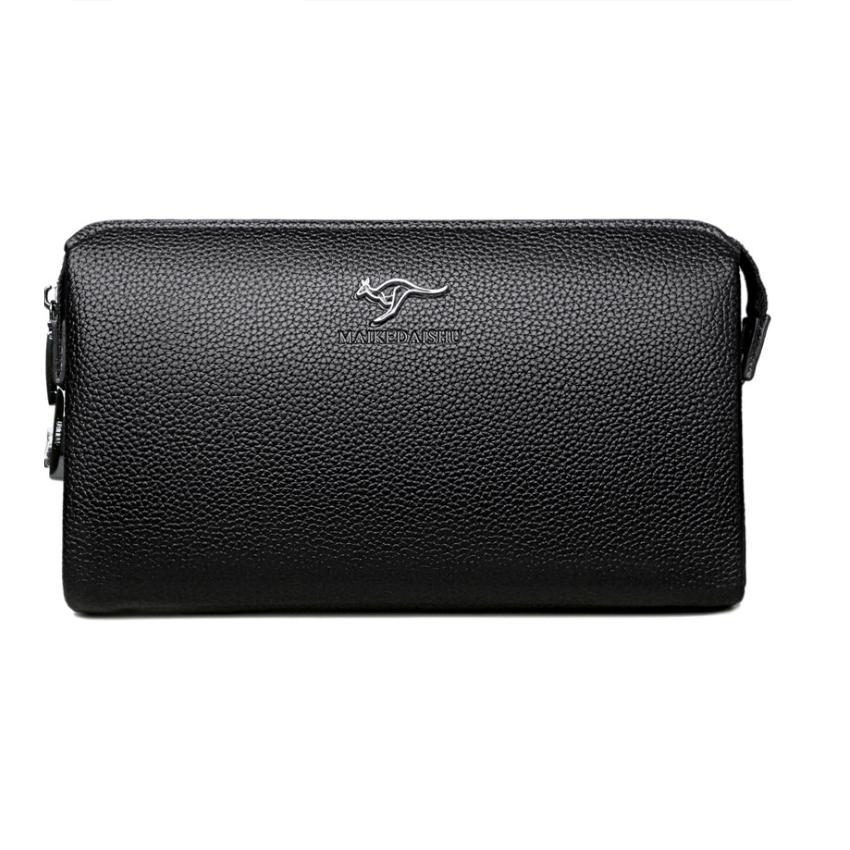 [HCM]Ví Da Nam Cầm Tay Khóa Số HT01(Màu Đen)