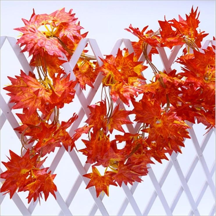 Combo 5 dây lá phong đỏ trang trí siêu đẹp - trang trí tường- cây hoa giả trang trí- hoa giả