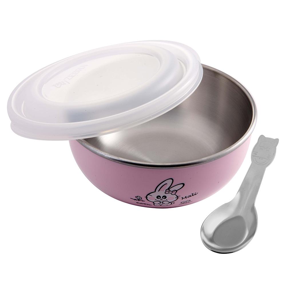 [HCM]BỘ 1 CHÉN INOX 2 LỚP ZEBRA (NẮP NHỰA + MUỖNG) NHIỀU MÀU - 184202