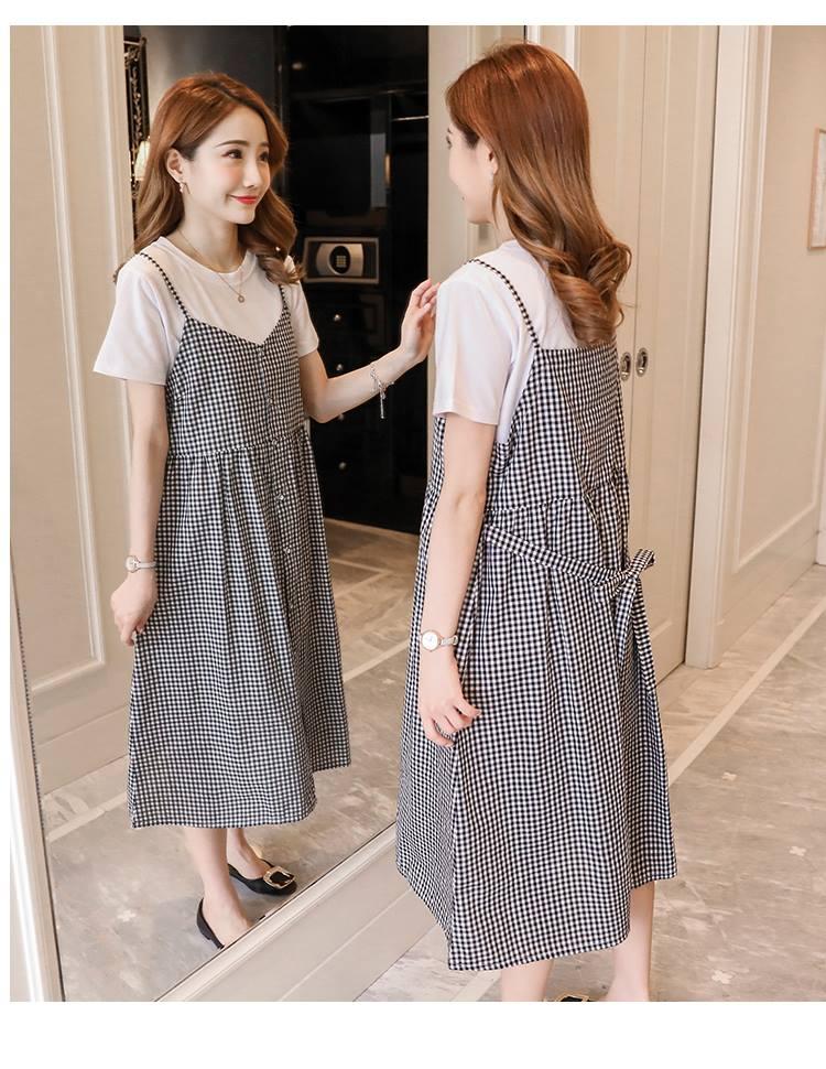 Váy Bầu Kẻ 2 Dây Liền Áo Mẫu Mới