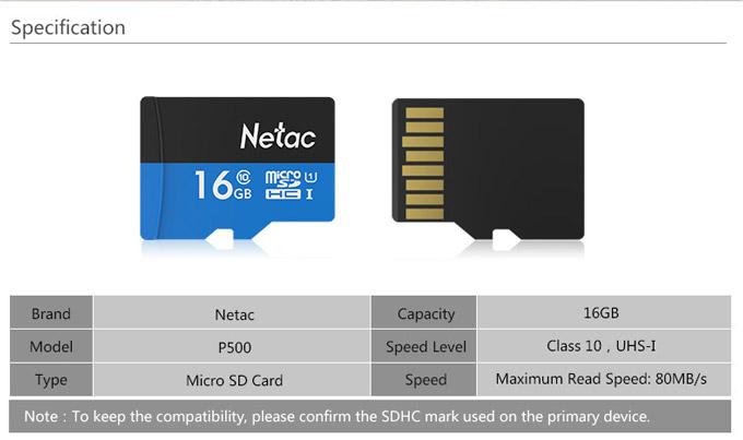 Thẻ nhớ camera Micro SD Netac 16gb,  Class 10 (Bảo hành 5 năm)