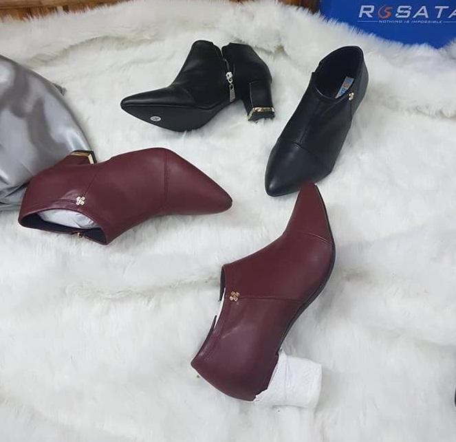 Giày boot bốt nữ đẹp hàng hiệu Rosata- gót viền RO178