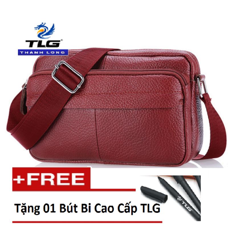 Túi đeo chéo da thật cao cấp đồ da thành long tlg 208241 tặng 01 bút bi cao cấp tlg k 410 - khuyen mai tui xach