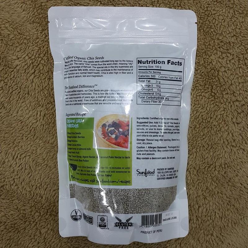 Hạt chia Mỹ Sunfood 454g (Chia trắng)