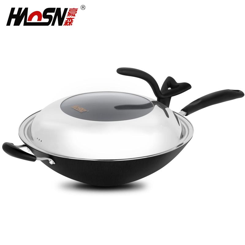 Haosn 34cm Phủ Thép Không Gỉ Thủ Công Chảo Inox Chảo