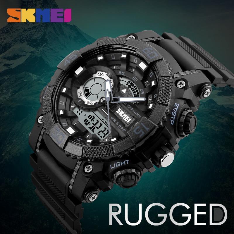 (Cập nhật 2019)Đồng hồ thể thao nam Skmei 1228 Stopwatch chống nước 50m dây cao su cao cấp