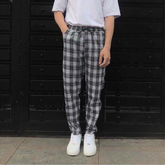 Quần baggy ca rô chạy sọc