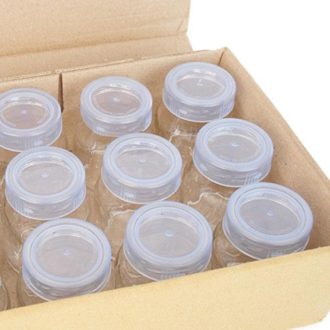 Bộ 12 cốc thủy tinh có nắp làm sữa chua(trắng)