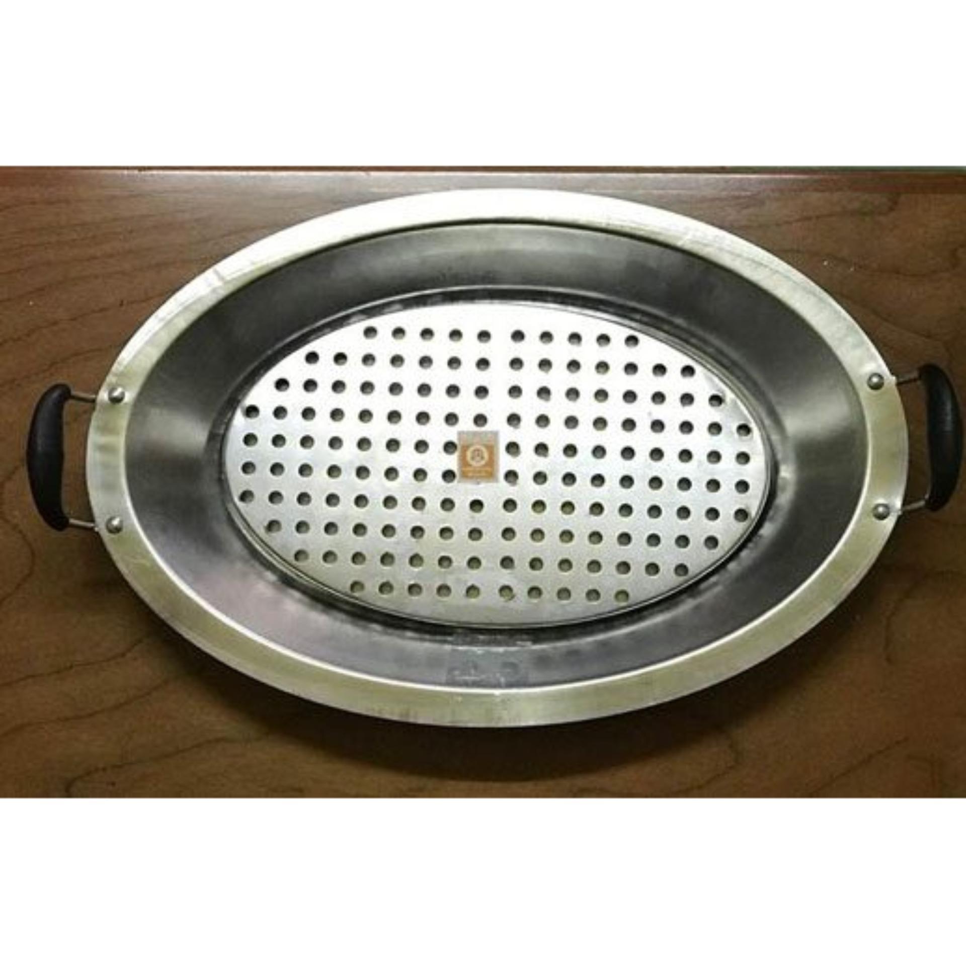 Khay inox bầu dục ăn lẩu, cá chép om dưa